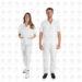 uniforme clinico blanco pareja cuello v