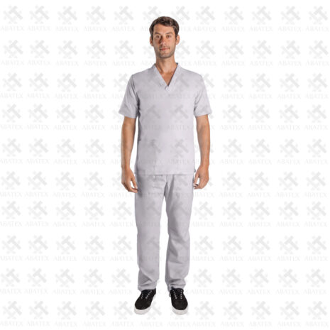 uniforme clinico gris hombre cuello v
