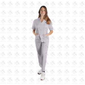 uniforme clinico gris mujer cuello v