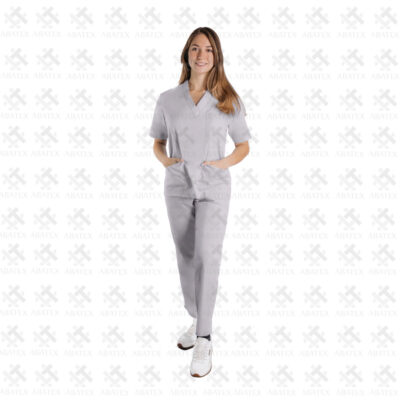 uniforme clinico gris mujer cuello v