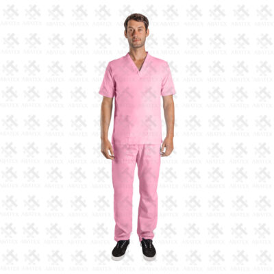 uniforme clinico rosado hombre cuello v