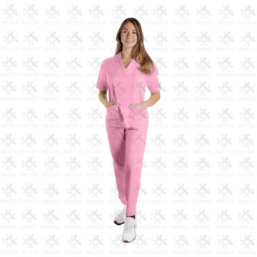 uniforme clinico rosado mujer cuello v
