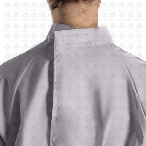 delantal clinico gris claro espalda cuello redondo