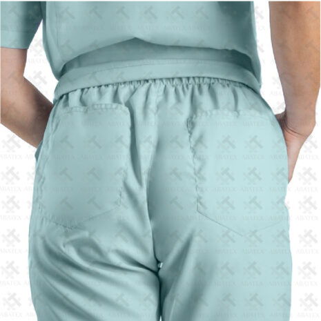 uniforme clinico mujer vista trasera pantalon verde